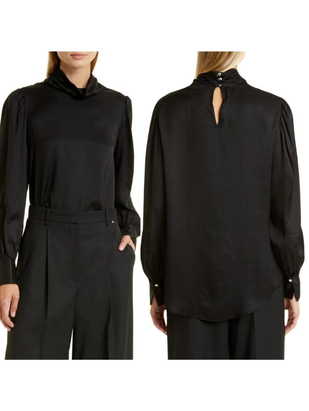 Boss Ivinta Black Keyhole Turtleneck Size 0 NWOT $348 MSRP